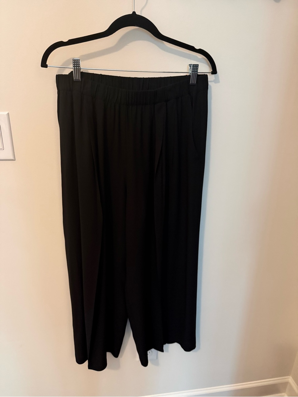 Eileen Fisher Black Palazzo Elastic-Waist Pants